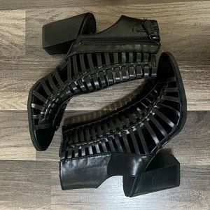 NINE WEST Caged Black Sandal Bootie